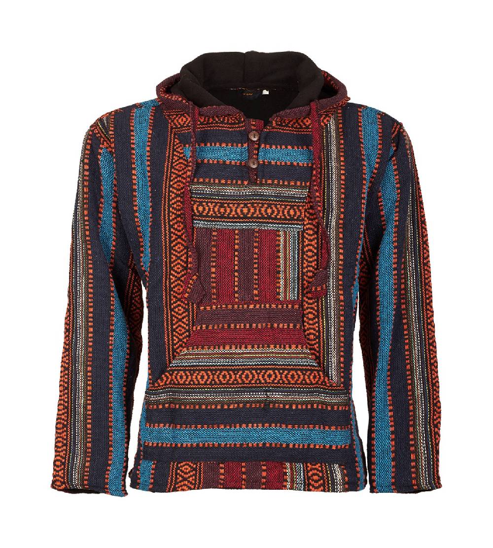Kunst Und Magie Kunst und Magie Nepal Baja Jerga Sweatshirt Poncho mit Fleecefutter Kapuze Rabatt