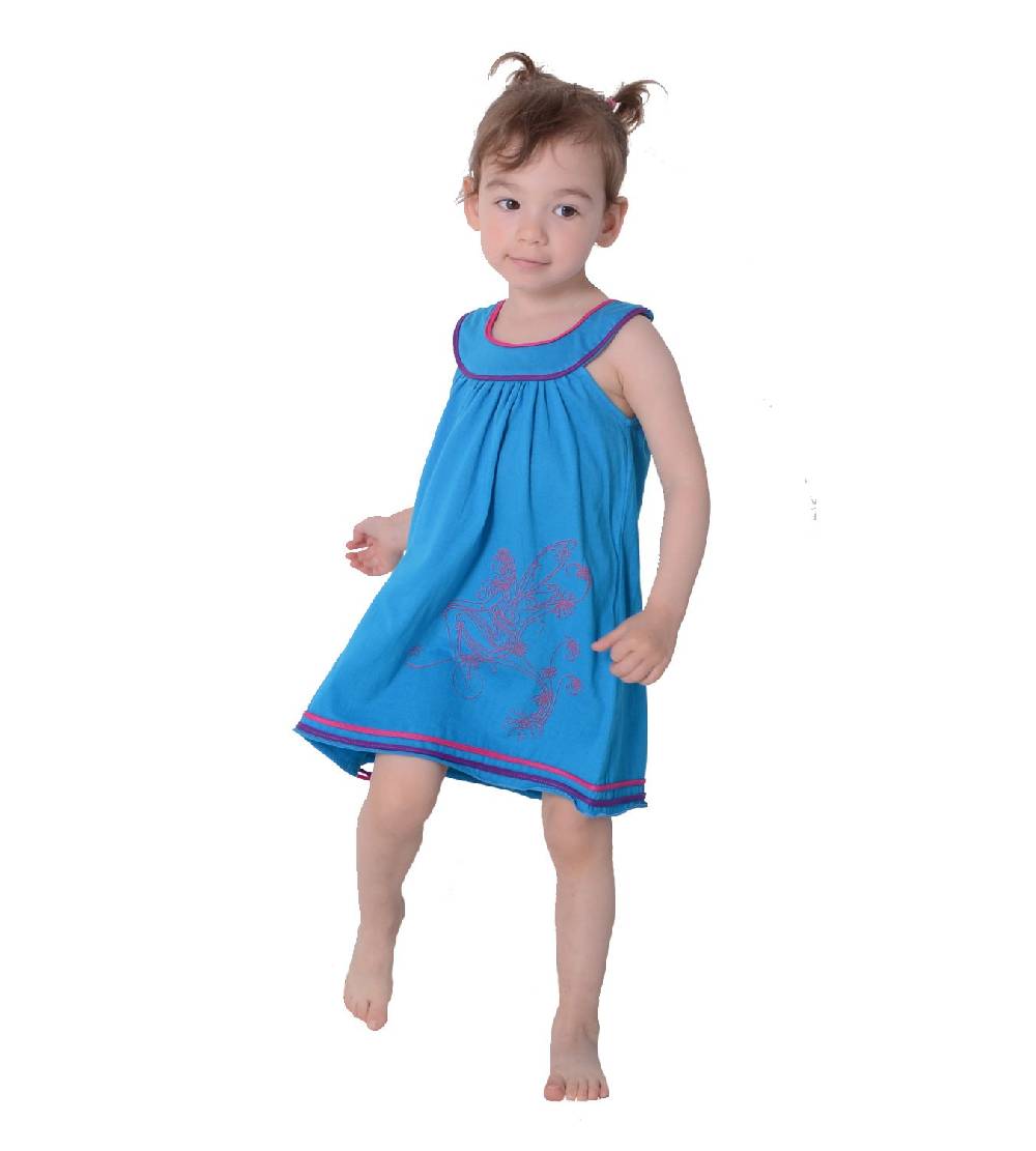 Kunst Und Magie Luftiges Sommerkinderkleid Elfenmotiv mit aufwendiger Stickborte Hippie Saisonschlussverkauf