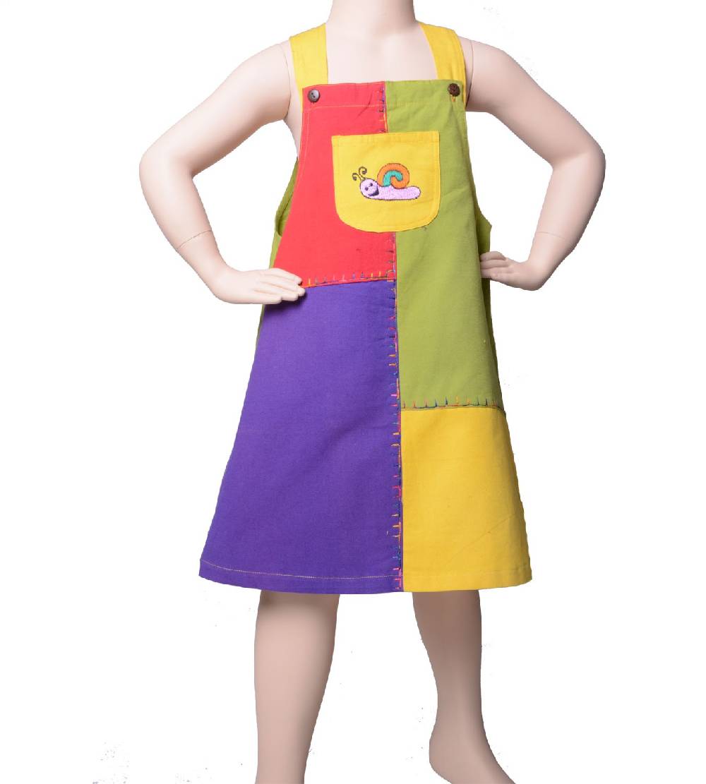 Kunst Und Magie Buntes Kinder Patchwork Kleid mit Tiermotiv Schnecke Osterangebot