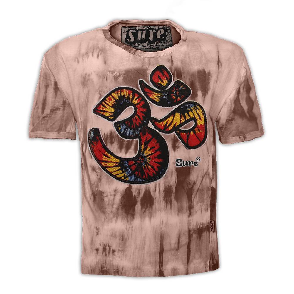 Kunst Und Magie Kunst und Magie Sure Herren Buntes 70er Retro Hippie T-Shirt OM im Batiklook Blitzangebot
