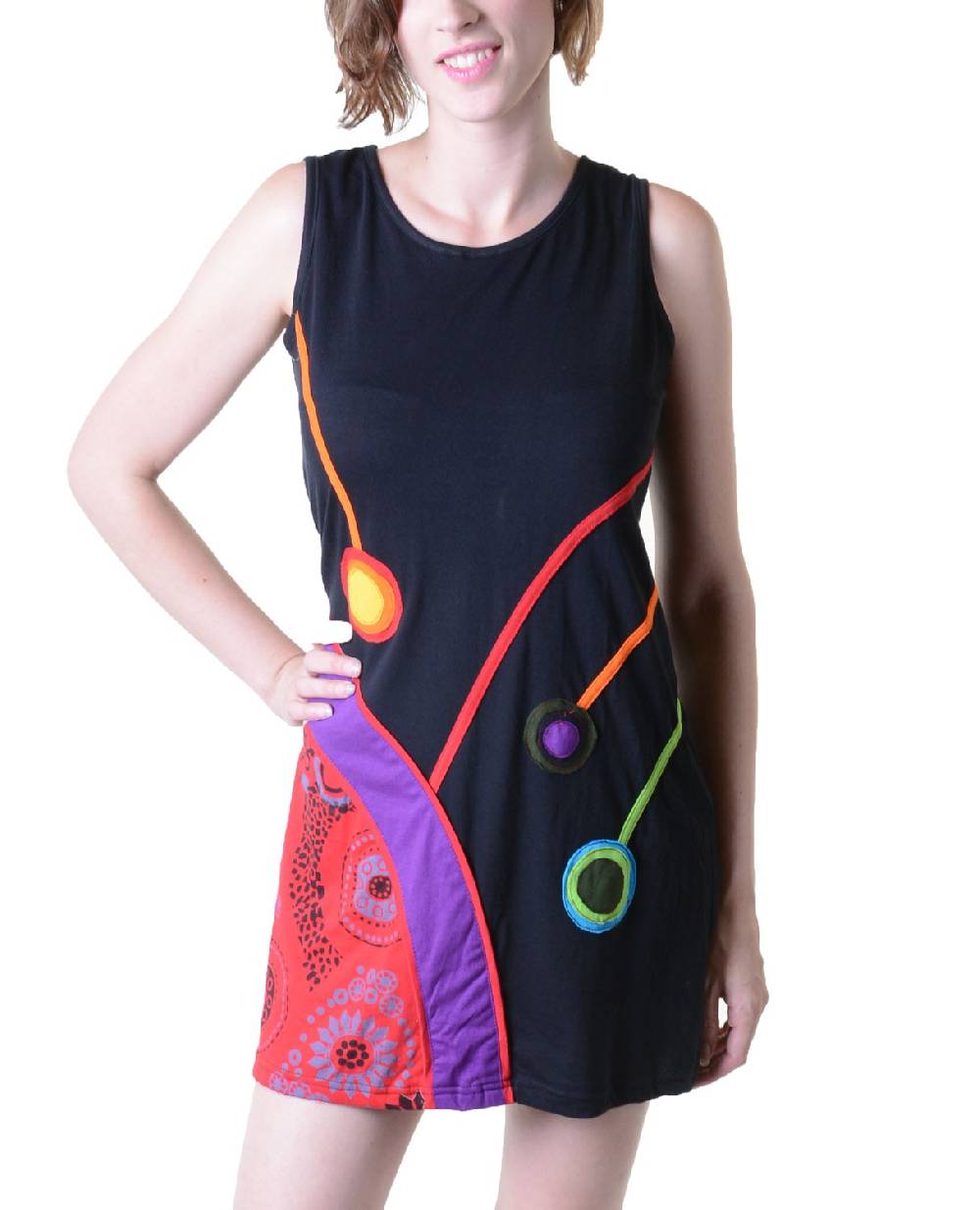 Kunst Und Magie Minikleid Longshirt Tunika Hippie Goa Sommerkleid Patchwork Neueste Stile