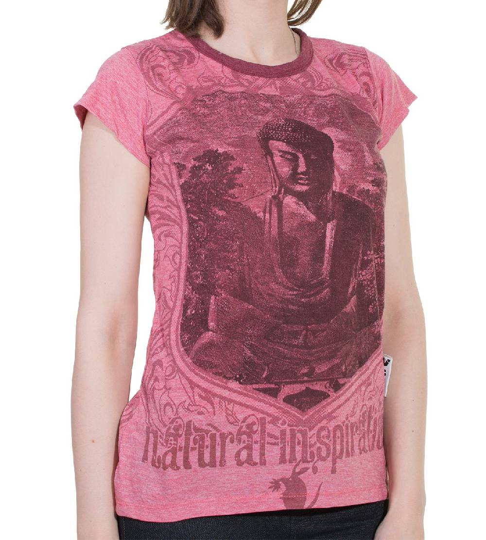 Kunst Und Magie 70er Retro Top Sure Weed Buddha Meditation Girlie T-Shirt im Knitter Look zollfrei