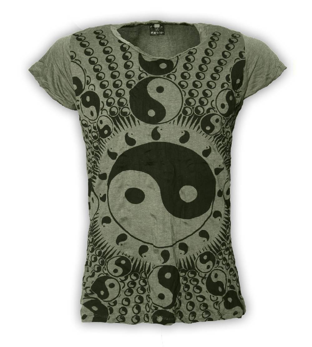 Kunst Und Magie Sure 70er Retro Girlie Top Ying & Yang Hippie Psy Goa T-Shirt Auslauf