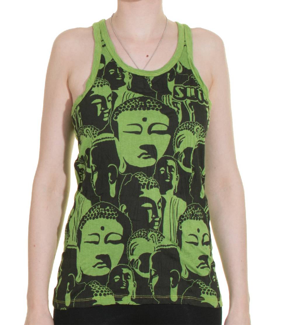 Kunst Und Magie 70er Retro Top Sure Buddha Köpfe Psy Goa T-Shirt in knalligen Farben Angebote