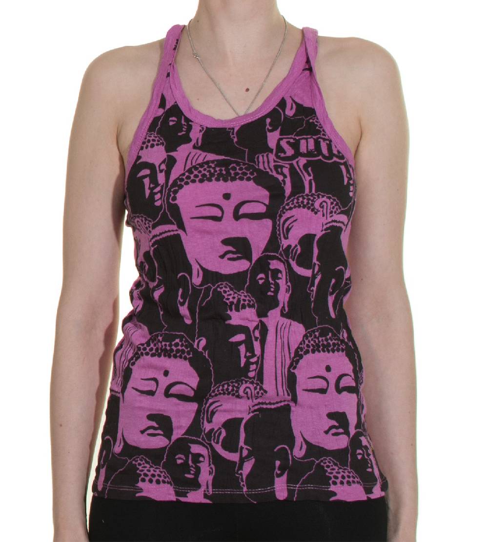 Kunst Und Magie 70er Retro Top Sure Buddha Köpfe Psy Goa T-Shirt in knalligen Farben Angebote