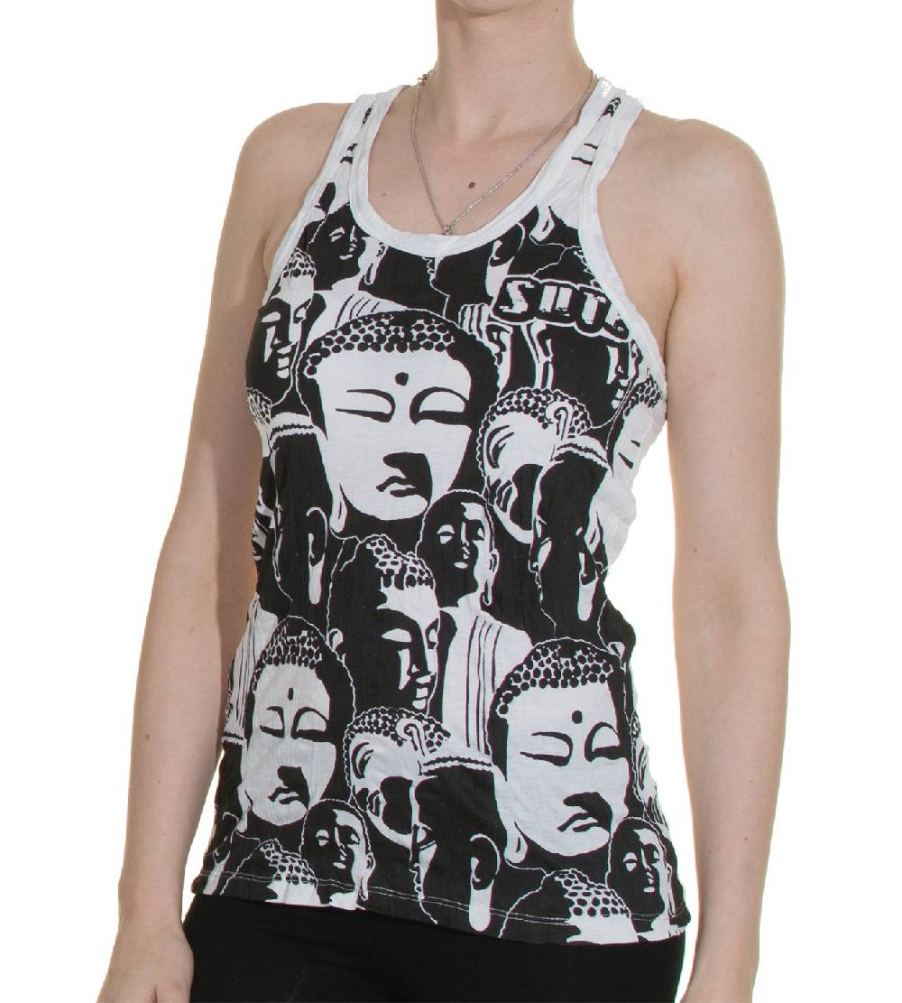 Kunst Und Magie 70er Retro Top Sure Buddha Köpfe Psy Goa T-Shirt in knalligen Farben Angebote
