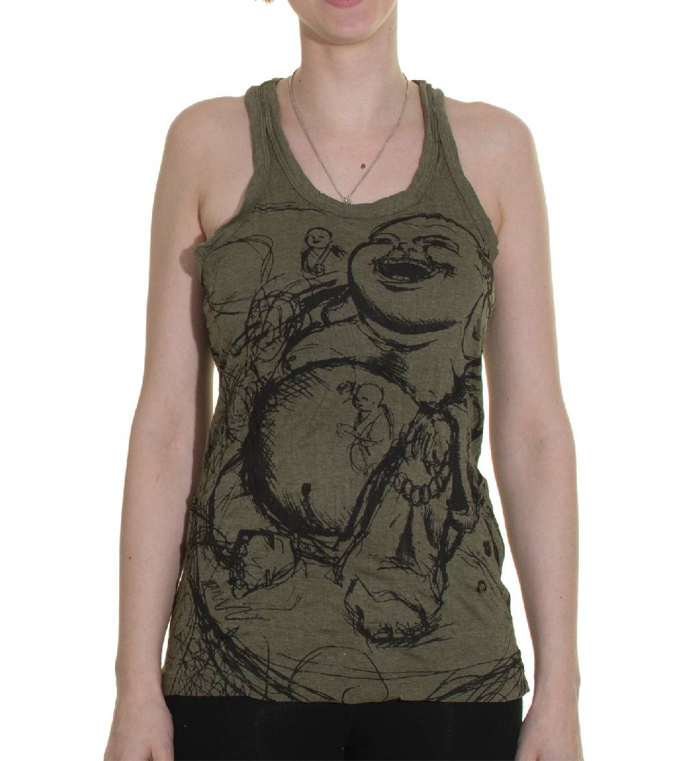 Kunst Und Magie 70er Retro Hippie Trägertop Sure Buddha Figur Mönche Shirt Schlussverkauf
