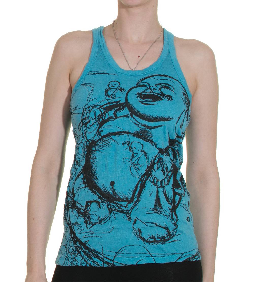 Kunst Und Magie 70er Retro Hippie Trägertop Sure Buddha Figur Mönche Shirt Schlussverkauf