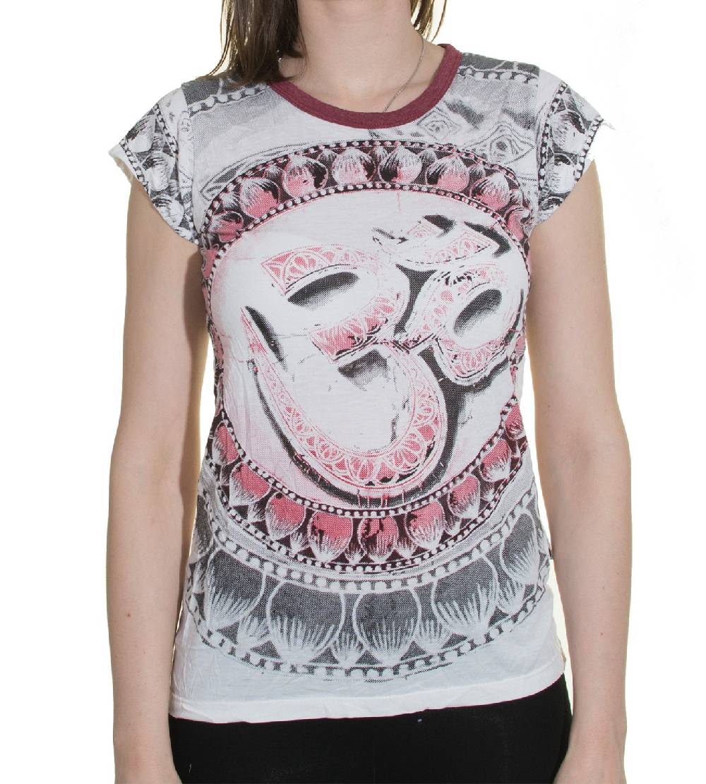 Kunst Und Magie Sure WEED Top 70er Style Goa Om Symbol Girlie T-Shirt im Retro Look Fabrikpreis