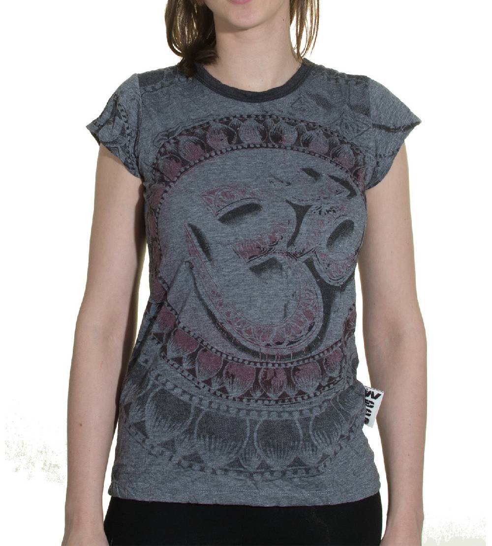 Kunst Und Magie Sure WEED Top 70er Style Goa Om Symbol Girlie T-Shirt im Retro Look Fabrikpreis