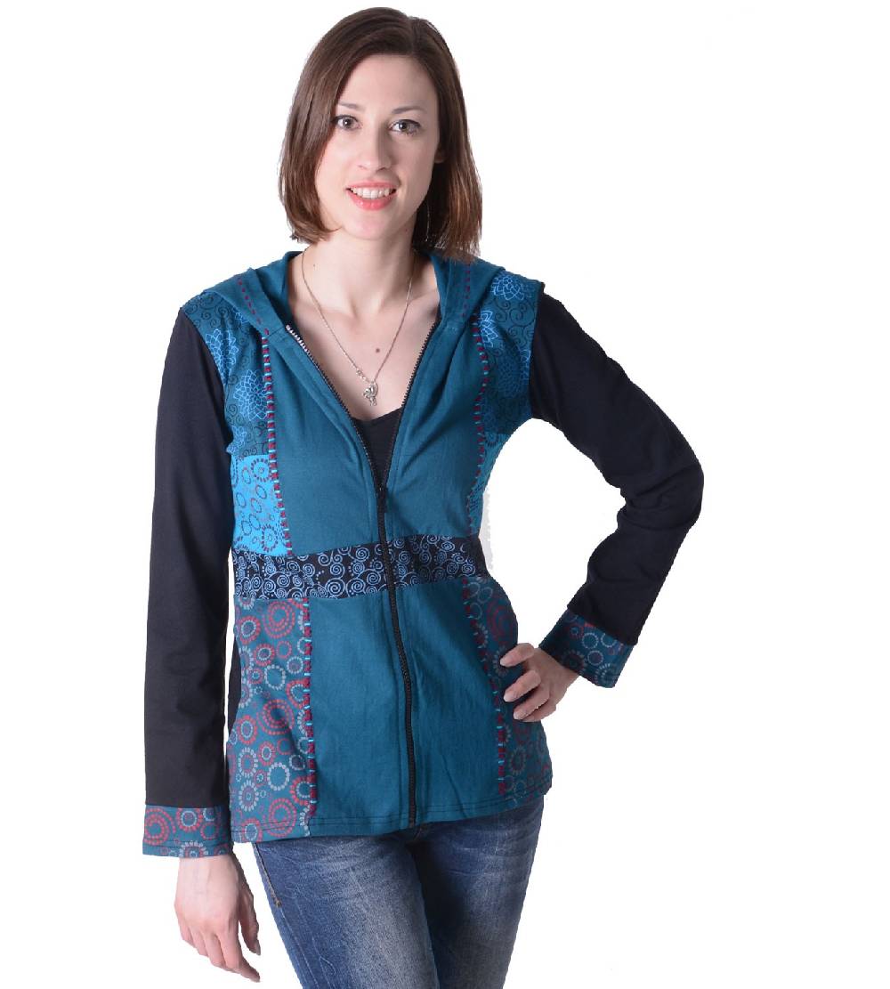 Kunst Und Magie Flippige Damen Freizeitjacke aus Baumwolle mit Zipfelkapuze Lagerräumung