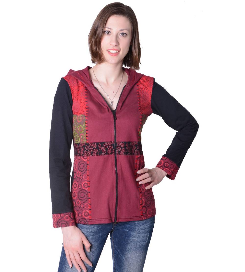 Kunst Und Magie Flippige Damen Freizeitjacke aus Baumwolle mit Zipfelkapuze Lagerräumung