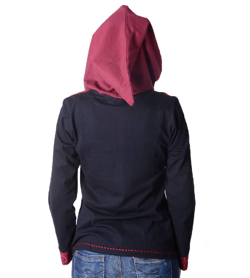Kunst Und Magie Flippige Damen Freizeitjacke aus Baumwolle mit Zipfelkapuze Lagerräumung
