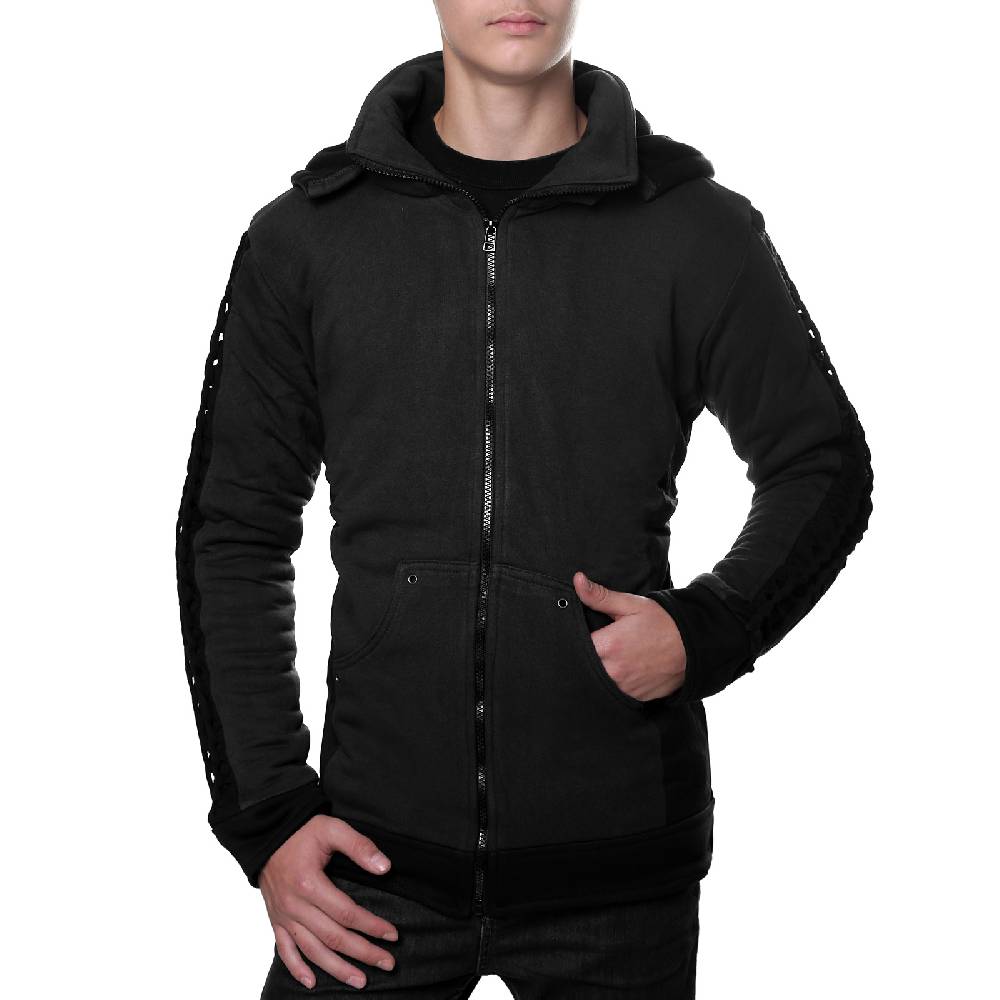 Kunst Und Magie Kunst und Magie Herren Goajacke aus Baumwolle mit Fleecefutter, Kapuze und Schnürungen Medieval Neueste Mode