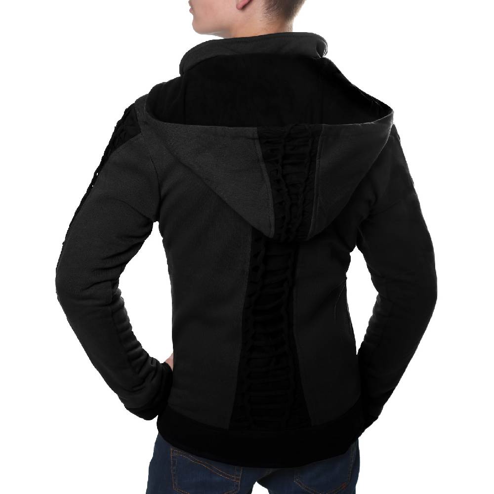 Kunst Und Magie Kunst und Magie Herren Goajacke aus Baumwolle mit Fleecefutter, Kapuze und Schnürungen Medieval Neueste Mode