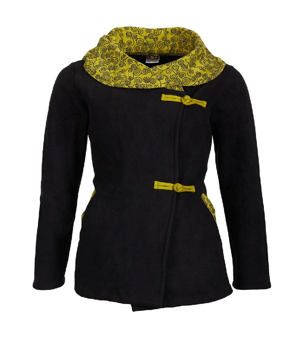 Kunst Und Magie Fleecejacke mit farbigem Kragen Goa Psy Hippie - Boho Damen Jacke Exklusive Angebote