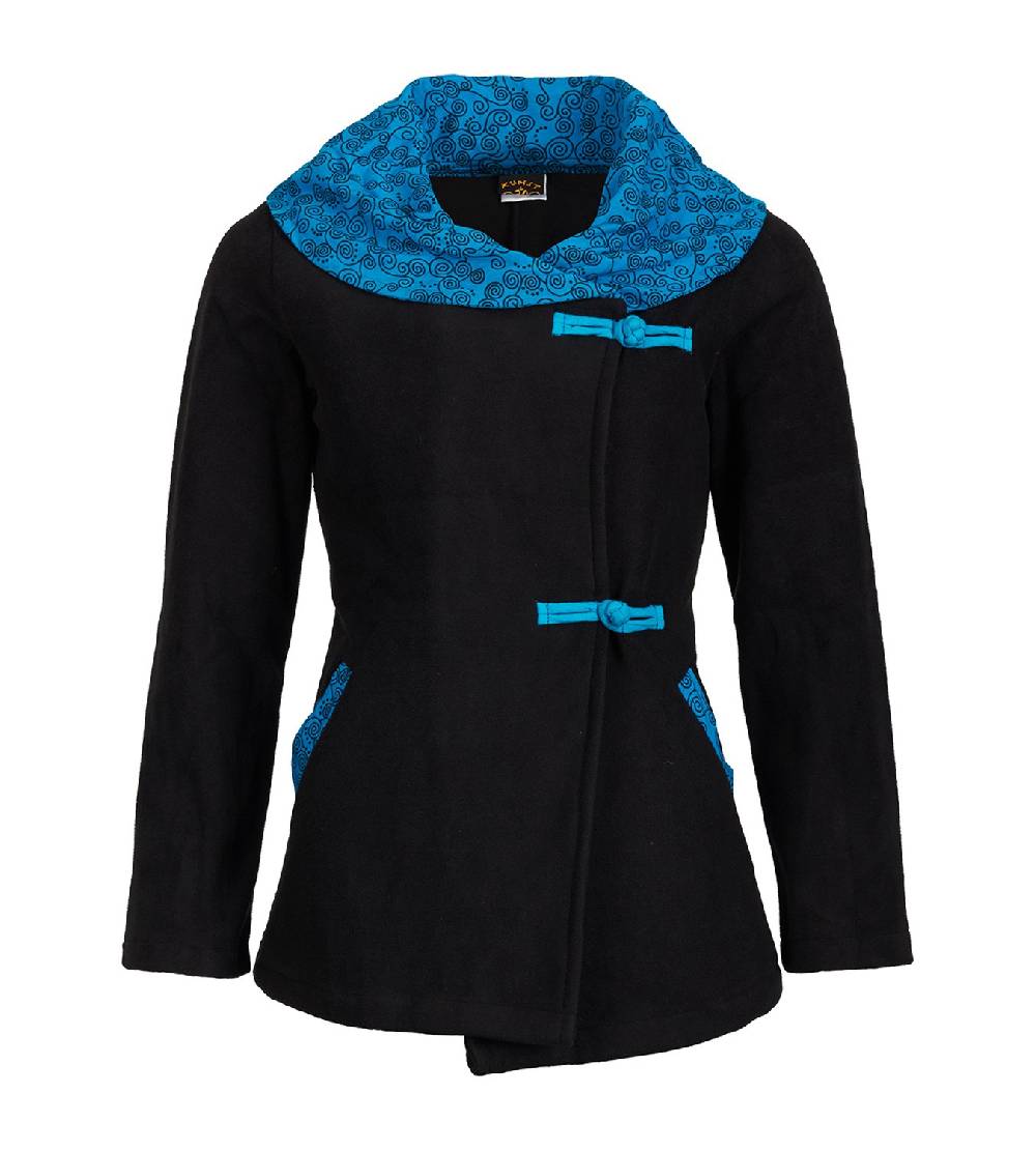 Kunst Und Magie Fleecejacke mit farbigem Kragen Goa Psy Hippie - Boho Damen Jacke Exklusive Angebote