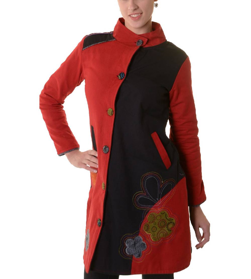 Kunst Und Magie Bohojacke Damenjacke Goa Psy Hippie mit bunter Blumenstickerei Große Rabatte