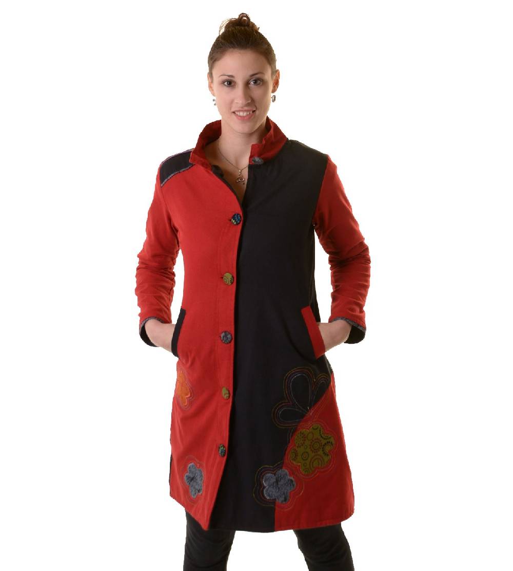 Kunst Und Magie Bohojacke Damenjacke Goa Psy Hippie mit bunter Blumenstickerei Große Rabatte