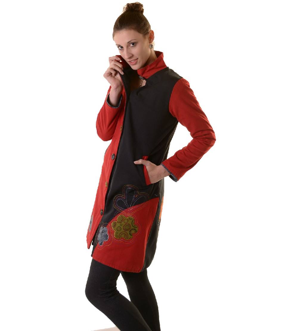 Kunst Und Magie Bohojacke Damenjacke Goa Psy Hippie mit bunter Blumenstickerei Große Rabatte