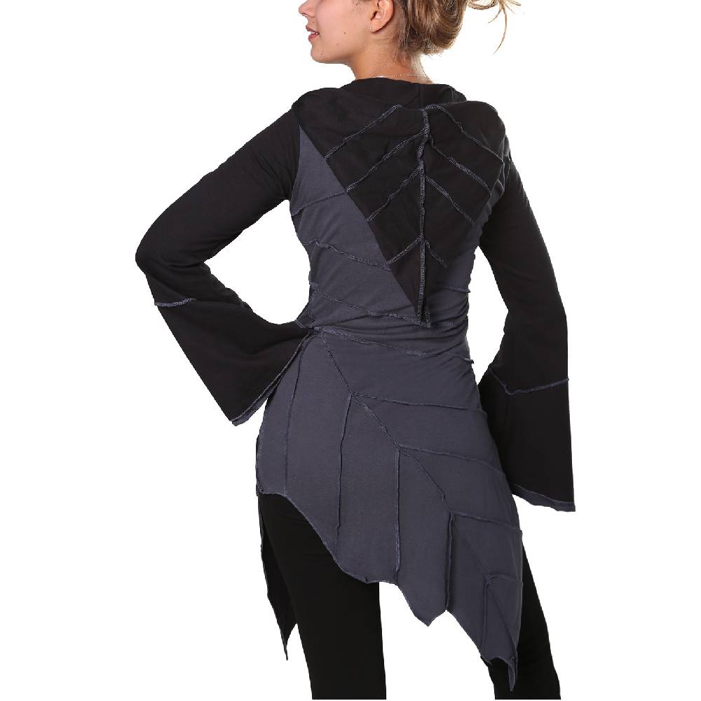 Kunst Und Magie Kunst und Magie Zipfeliges Kleid in Blattform mit Zipfelkapuze Fairy Goa Pixie Räumungsverkauf