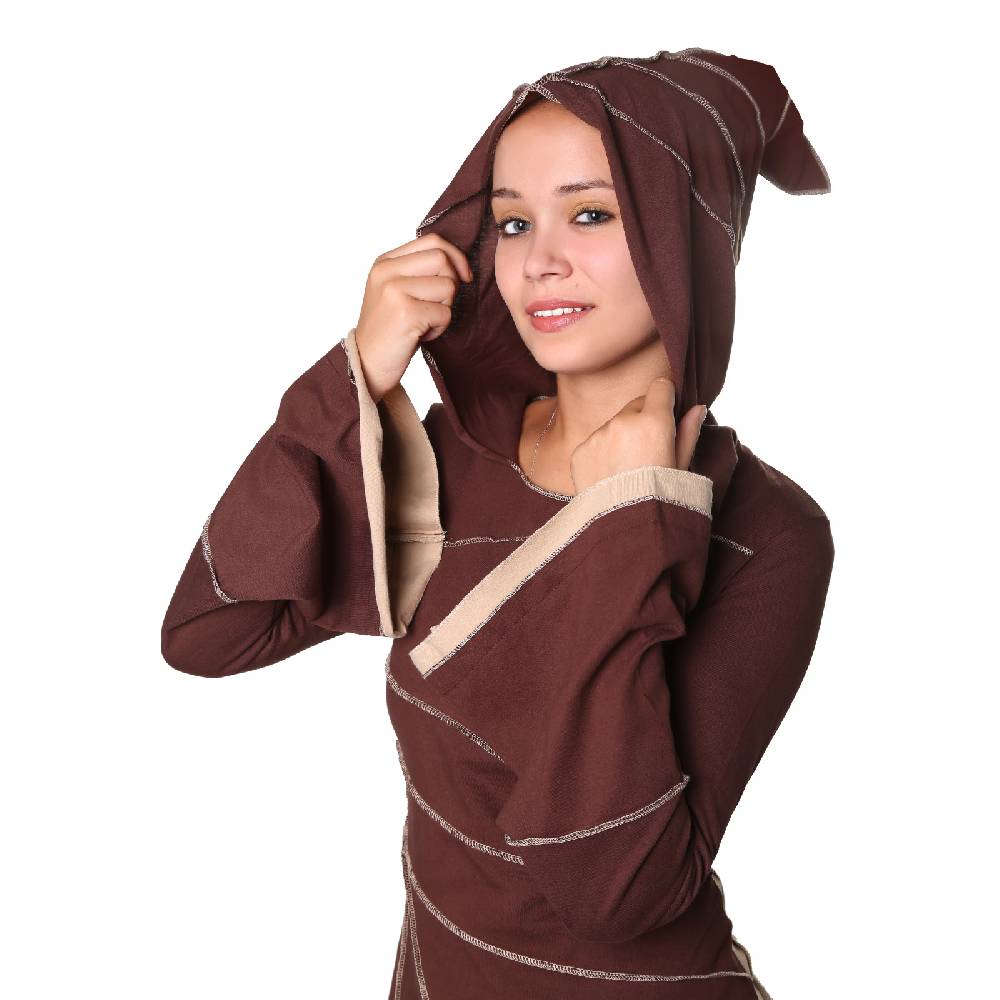 Kunst Und Magie Kunst und Magie Zipfeliges Kleid in Blattform mit Zipfelkapuze Fairy Goa Pixie Räumungsverkauf