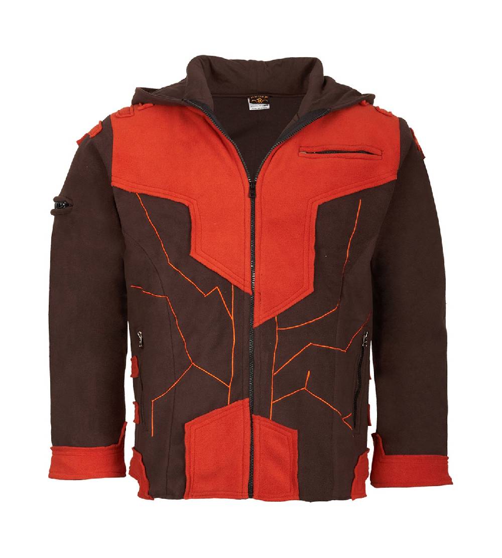 Kunst Und Magie Kunst und Magie Herren Goajacke Fleece Fleecejacke mit Futuristischen Patches Kauf eins, bekomm eins gratis