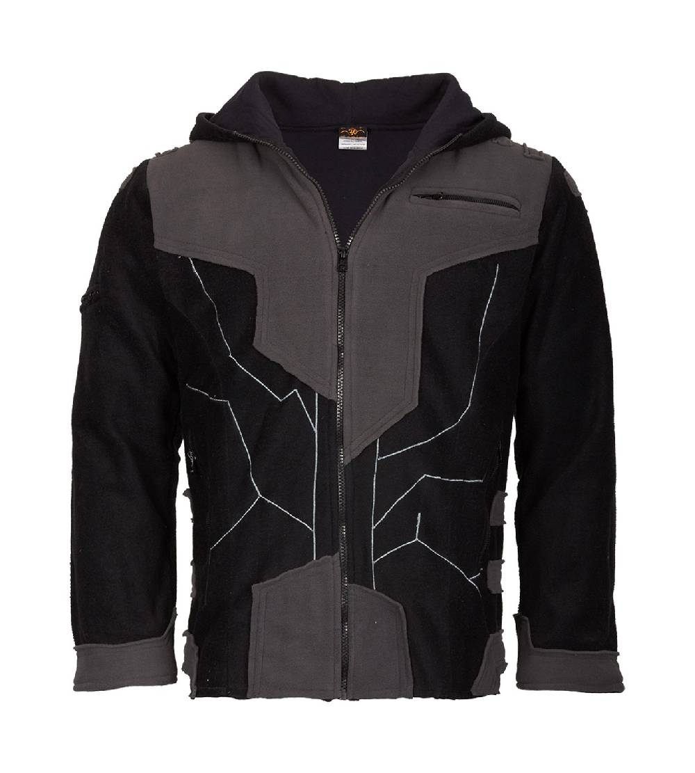 Kunst Und Magie Kunst und Magie Herren Goajacke Fleece Fleecejacke mit Futuristischen Patches Kauf eins, bekomm eins gratis
