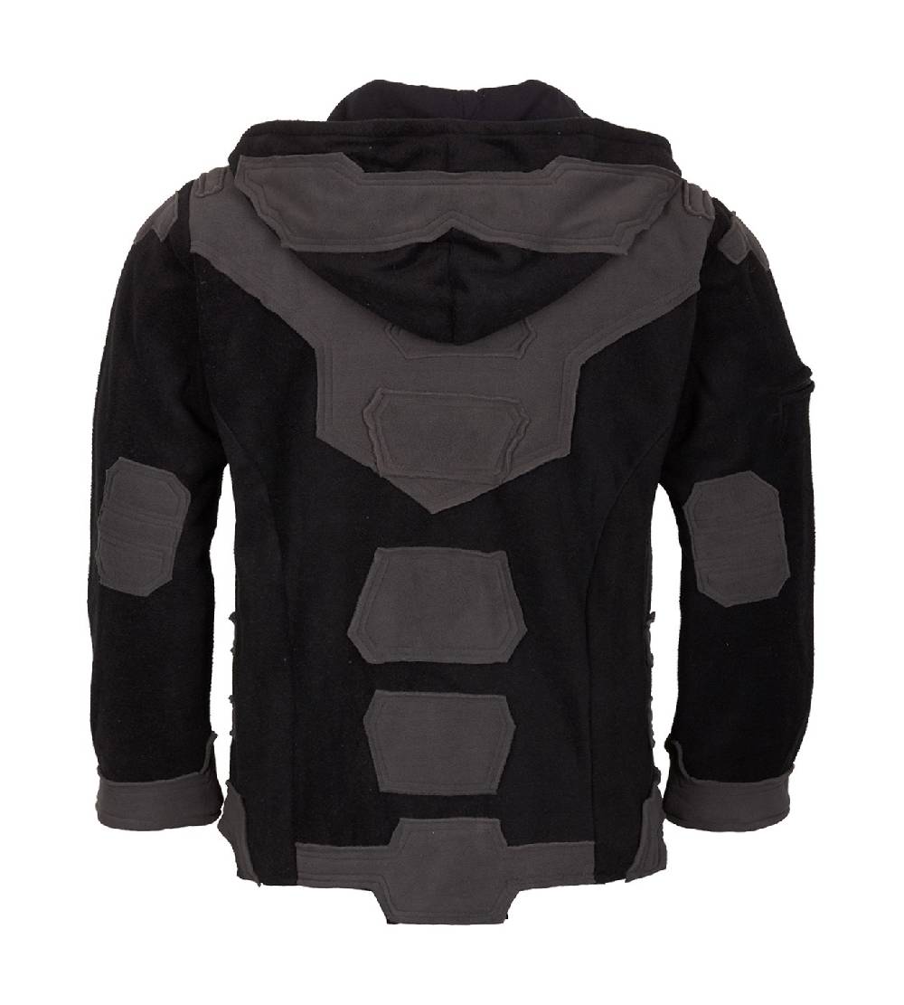 Kunst Und Magie Kunst und Magie Herren Goajacke Fleece Fleecejacke mit Futuristischen Patches Kauf eins, bekomm eins gratis