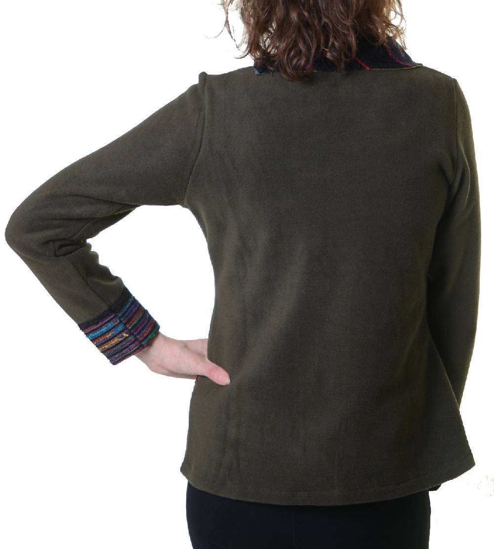 Kunst Und Magie Fleecepullover mit Blumenmustern und auffälligem Baumwoll-Kragen - Damen Oberteil Hippie Goa Boho Überzieher Riesige Ersparnisse