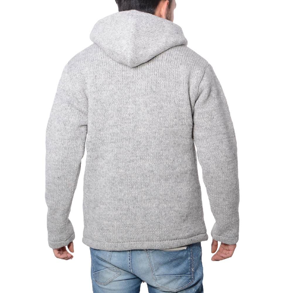Kunst Und Magie Herren Strickjacke Wolle Jacke mit warmen Fleecefutter Kapuze Schafs Schurwolle Clearance-Verkauf