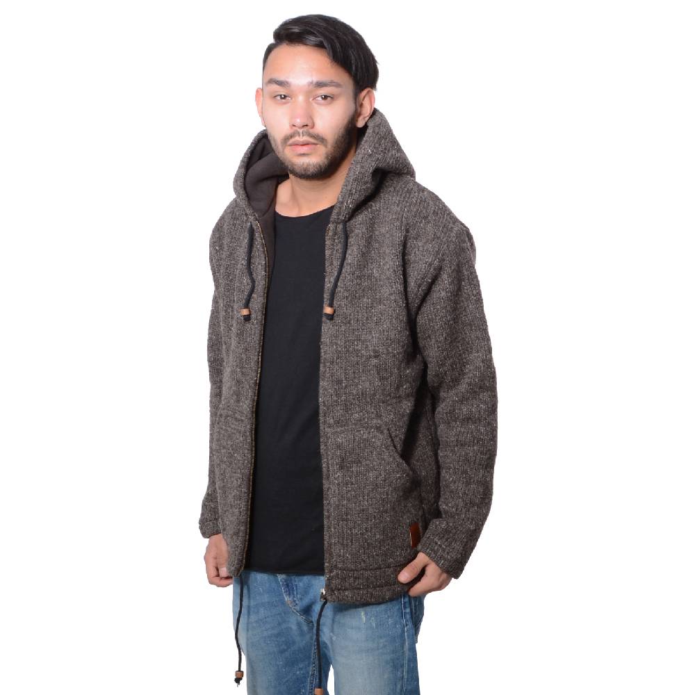 Kunst Und Magie Herren Strickjacke Wolle Jacke mit warmen Fleecefutter und Kapuze von Kunst und Magie Fabrikladen