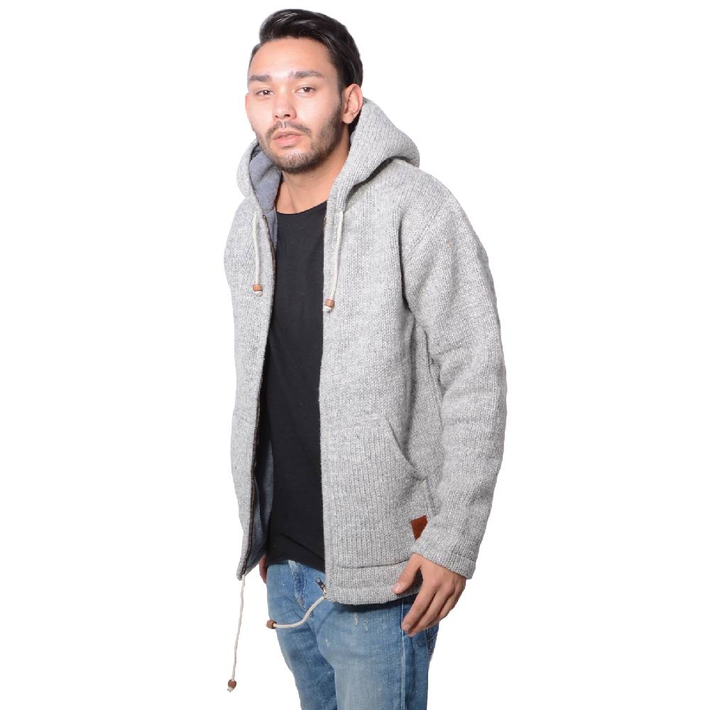 Kunst Und Magie Herren Strickjacke Wolle Jacke mit warmen Fleecefutter und Kapuze von Kunst und Magie Fabrikladen