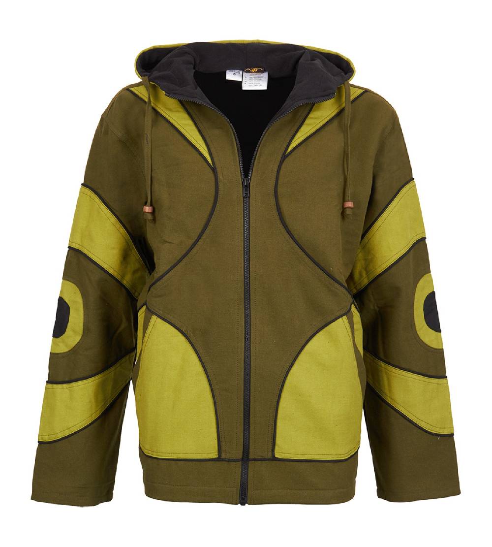 Kunst Und Magie Kunst und Magie Goa Canvas Baumwolljacke für Herren mit Fleecefutter 50% Rabatt für begrenzte Zeit