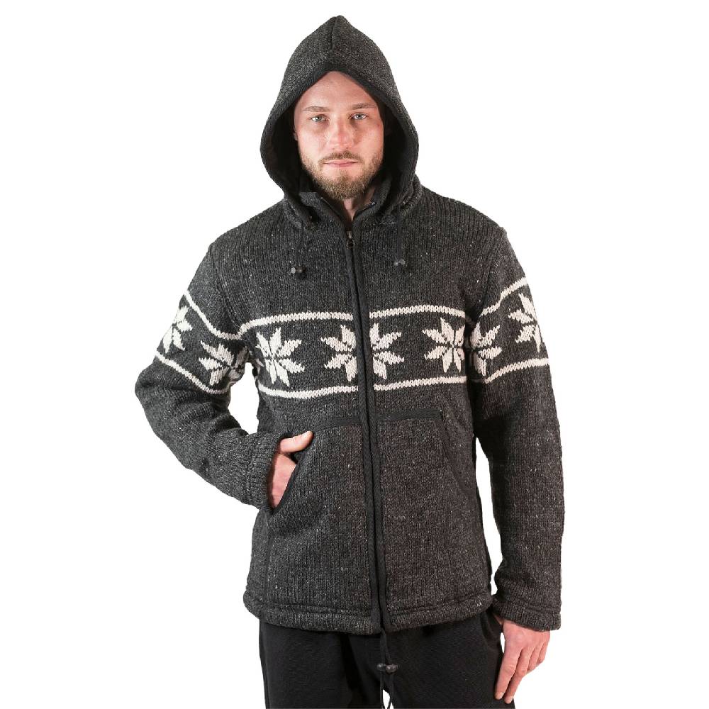 Kunst Und Magie Snowboard Strickjacke Nordisch Wolljacke mit Fleecefutter und abnehmbarer Kapuze Rabatt