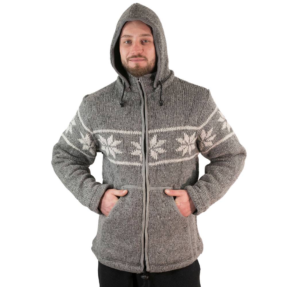 Kunst Und Magie Snowboard Strickjacke Nordisch Wolljacke mit Fleecefutter und abnehmbarer Kapuze Rabatt