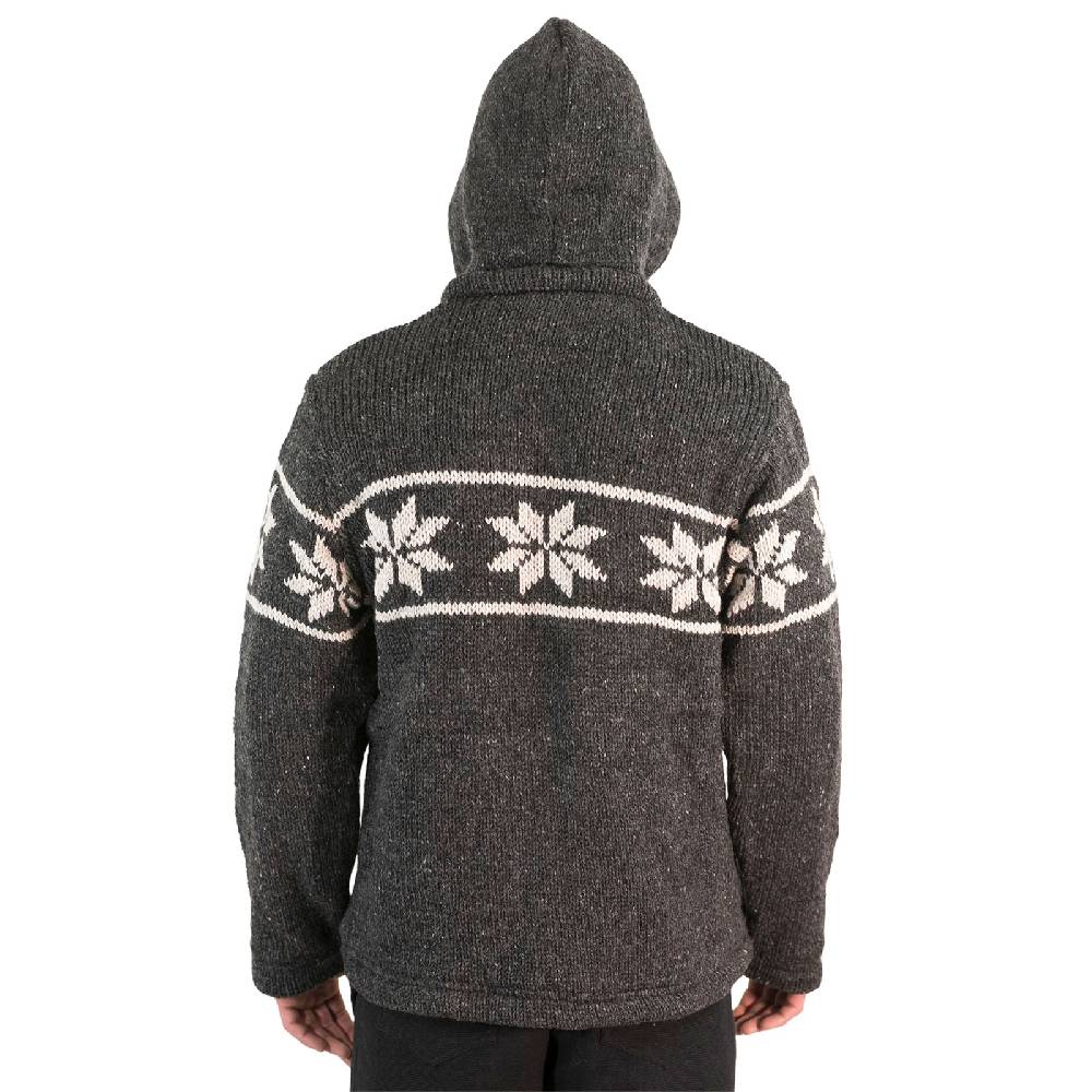 Kunst Und Magie Snowboard Strickjacke Nordisch Wolljacke mit Fleecefutter und abnehmbarer Kapuze Rabatt