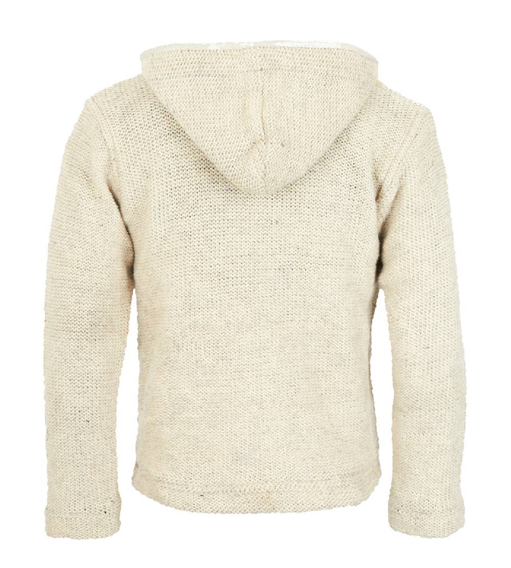 Kunst Und Magie Nepal Strickjacke Pullover Wolle mit Fleecefutter und Kapuze Baja Hippie Günstig kaufen
