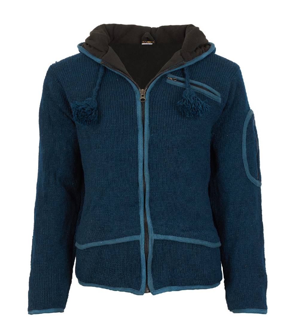 Kunst Und Magie Herren Strickjacke Wolljacke mit Fleecefutter und langer Zipfelkapuze Versandkostenfrei