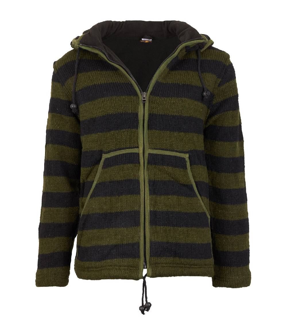 Kunst Und Magie Warme Strickjacke aus Wolle Jacke mit Fleecefutter und abnehmbarer Kapuze Großer Ausverkauf