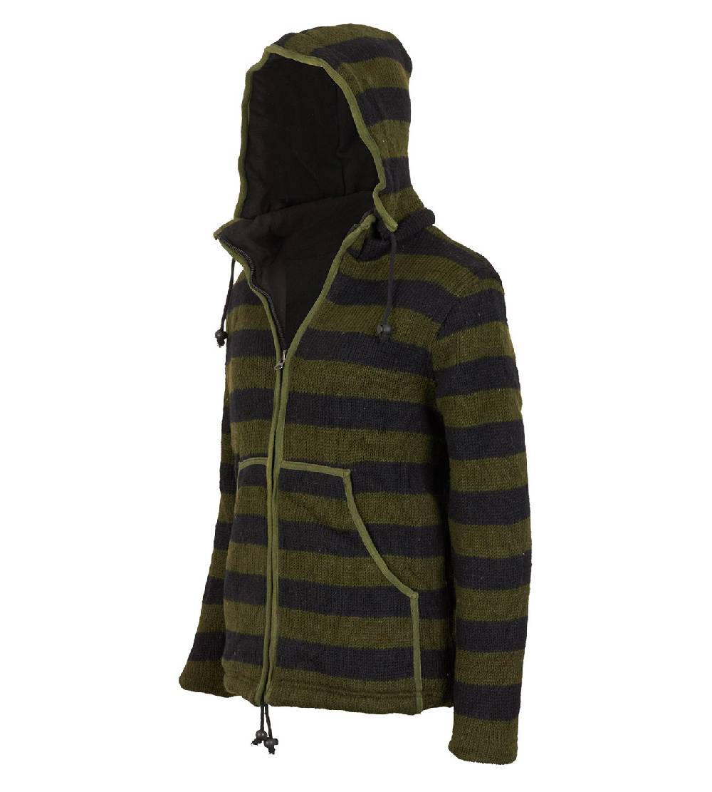 Kunst Und Magie Warme Strickjacke aus Wolle Jacke mit Fleecefutter und abnehmbarer Kapuze Großer Ausverkauf