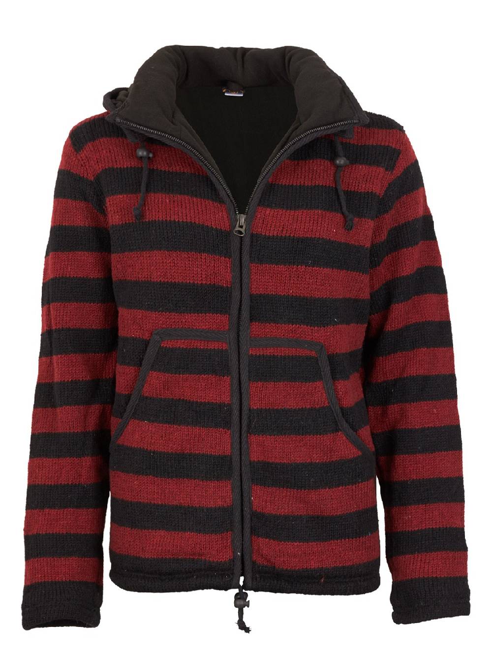 Kunst Und Magie Warme Strickjacke aus Wolle Jacke mit Fleecefutter und abnehmbarer Kapuze Großer Ausverkauf