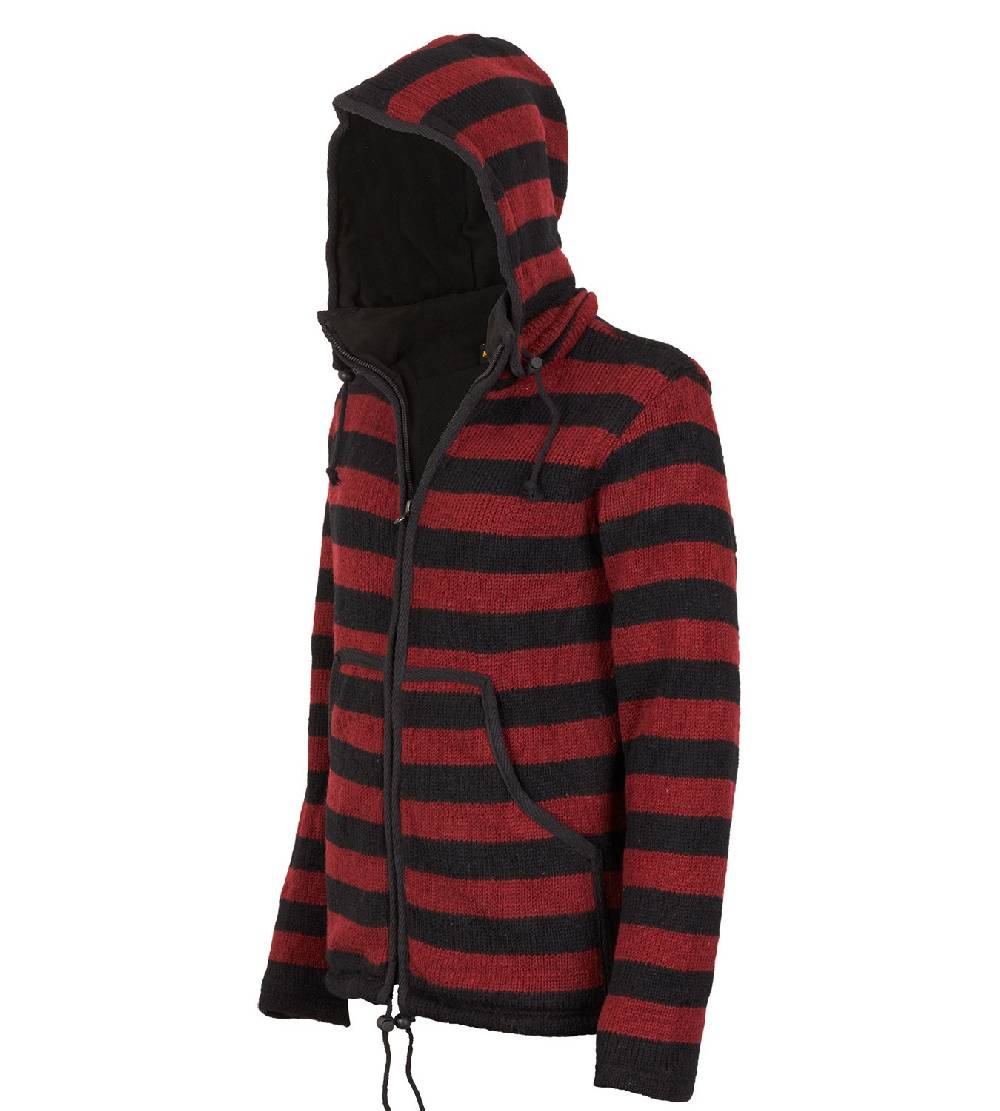 Kunst Und Magie Warme Strickjacke aus Wolle Jacke mit Fleecefutter und abnehmbarer Kapuze Großer Ausverkauf