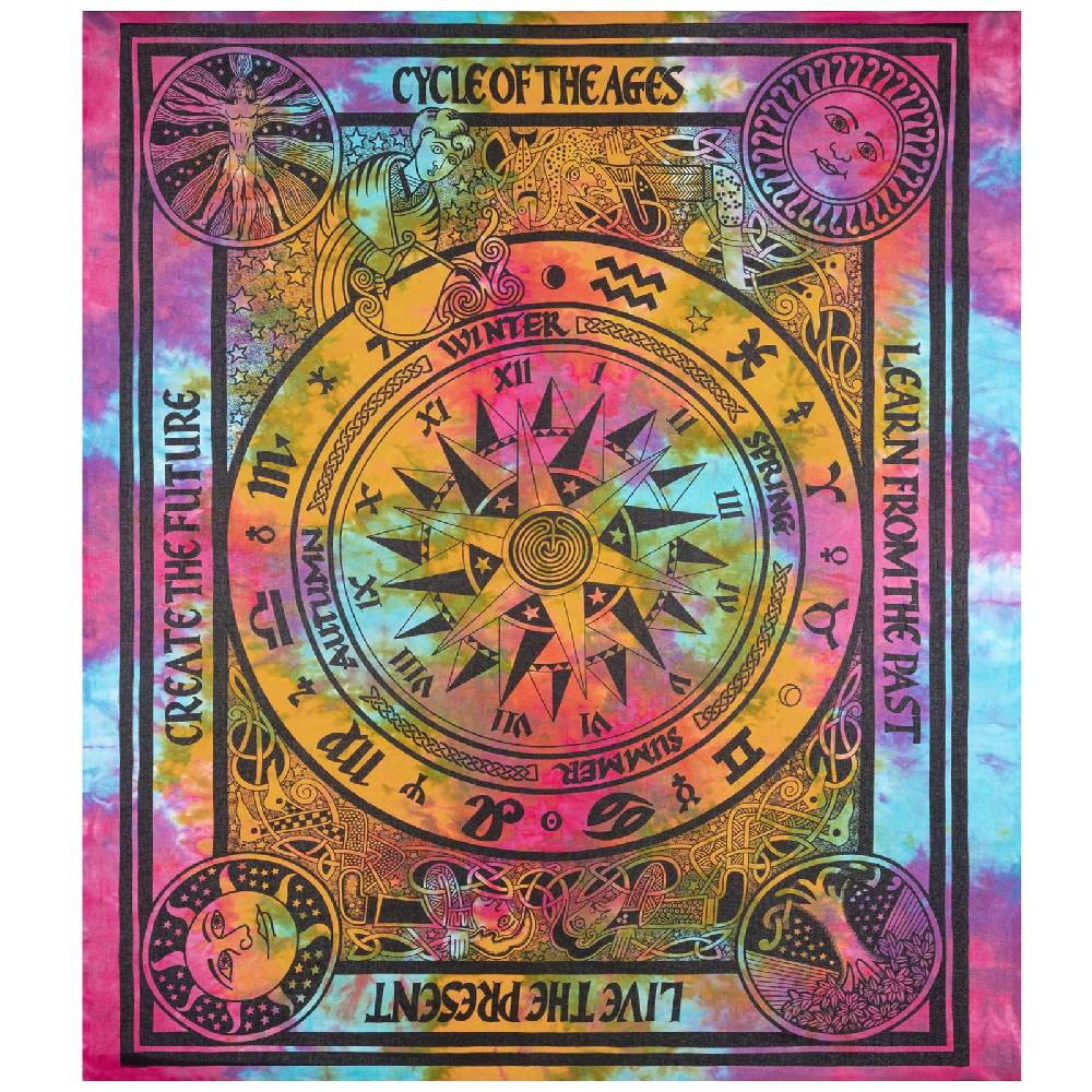 Kunst Und Magie Astrologie Tagesdecke Wandbehang Bunt Deko TuchCycle of the Ages ca.200x230cm Top Angebot