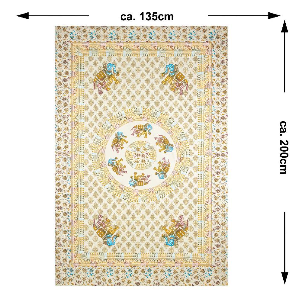 Kunst Und Magie Kunst und Magie Tagesdecke Wandbehang Deko Tuch Elefant Mandala ca 135 x 200cm Online Outlet