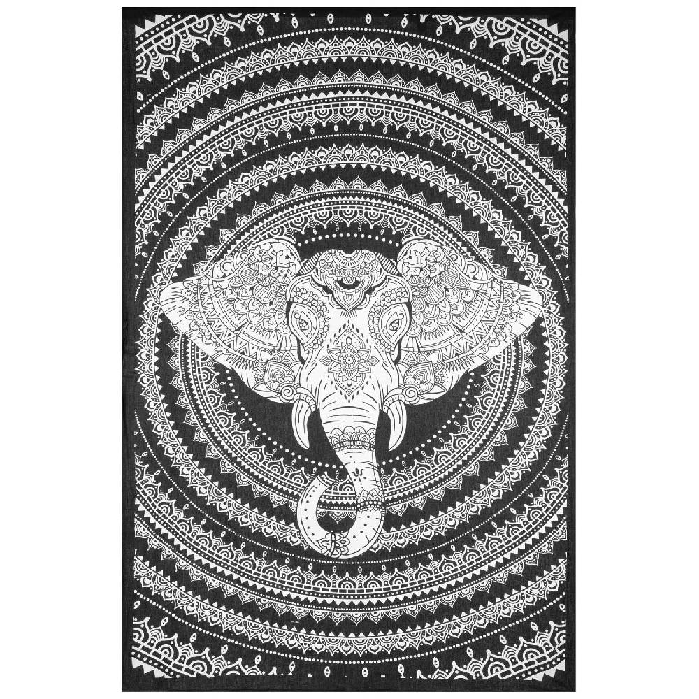 Kunst Und Magie Kunst und Magie Tagesdecke Wandbehang Deko Tuch Elefant Mandala ca 135 x 200cm Blitzangebot