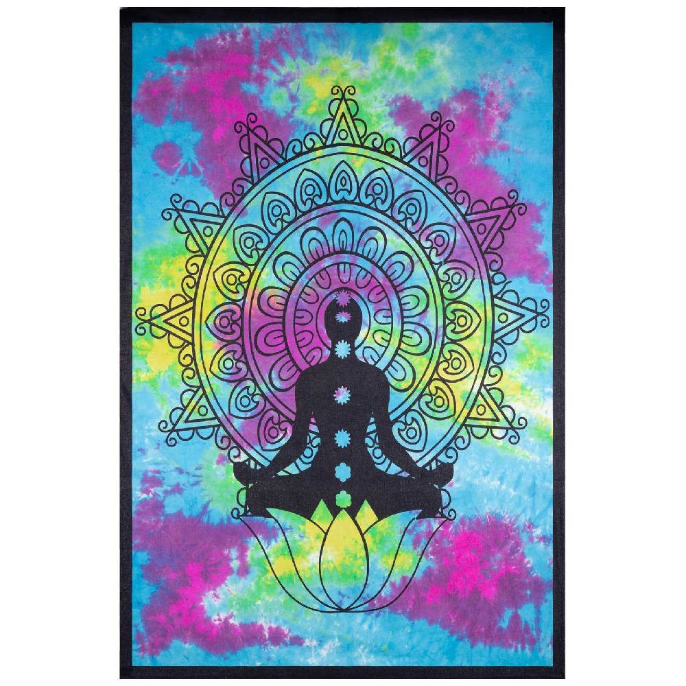 Kunst Und Magie Kunst und Magie Tagesdecke Wandbehang Bunt Deko Tuch Buddha Chackra Meditation ca.200x135cm Große Rabatte