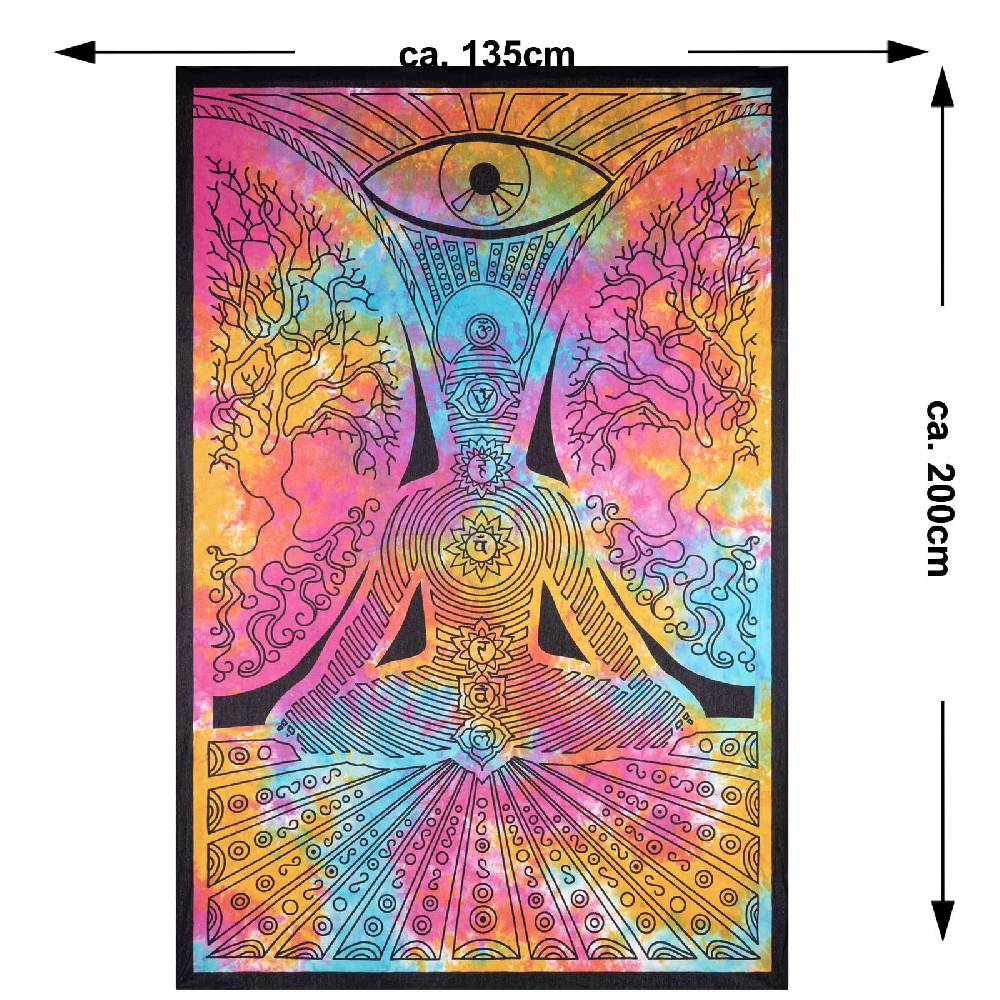 Kunst Und Magie Kunst und Magie Tagesdecke Wandbehang Bunt Deko Tuch Buddha Chackra Meditation ca.200x135cm Bestseller