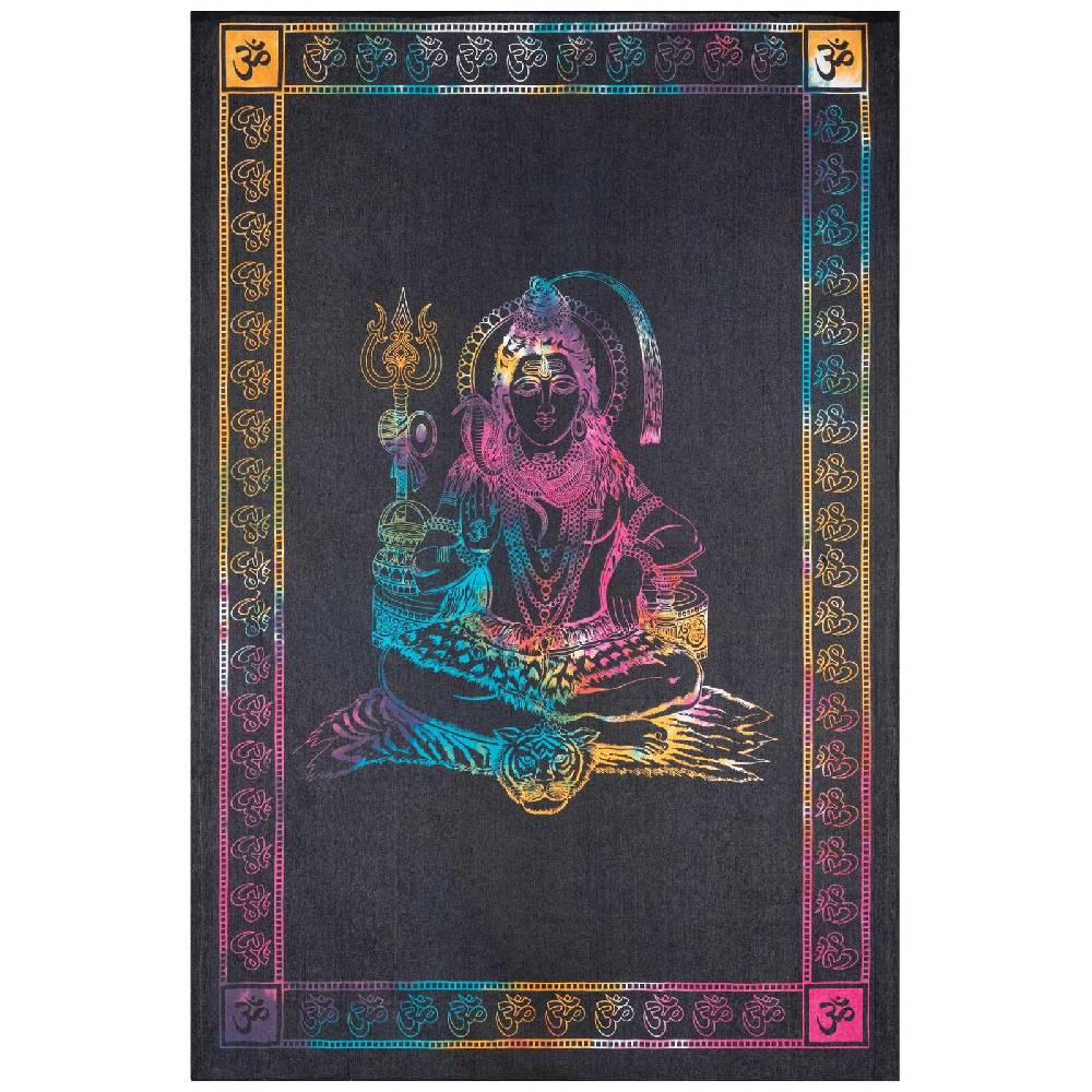 Kunst Und Magie UV Tuch Shiva Tagesdecke Wandbehang Deko Meditation UV Schwarzlicht ca. 200 x 135 cm Räumungsverkauf
