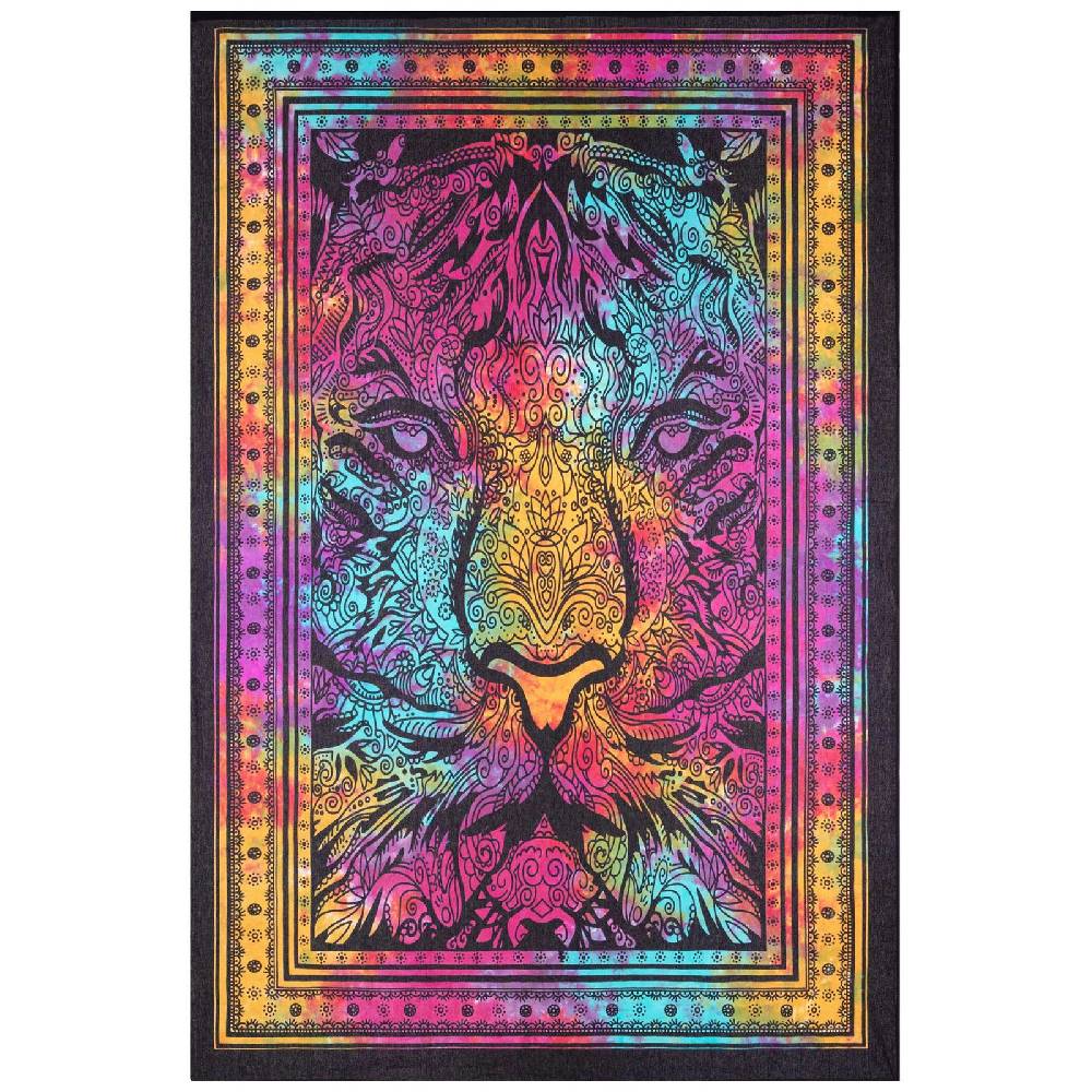 Kunst Und Magie Tagesdecke Wandbehang Bunt Deko Tuch Tiger Goa Hippie ca190 x 140cm Tägliche Deals